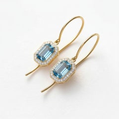 Vintage style topaz, colorless topazes dangle earrings silver, gold