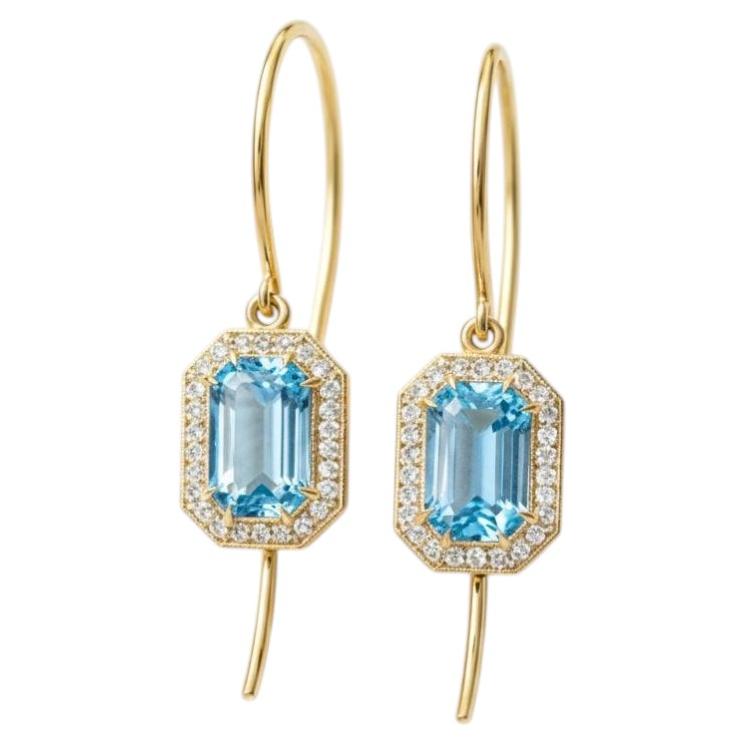 Vintage style topaz, colorless topazes dangle earrings silver, gold