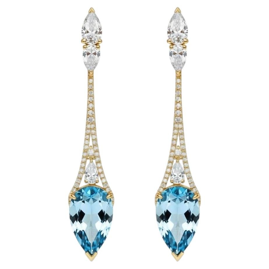 Vintage style topaz earrings 14k gold For Sale