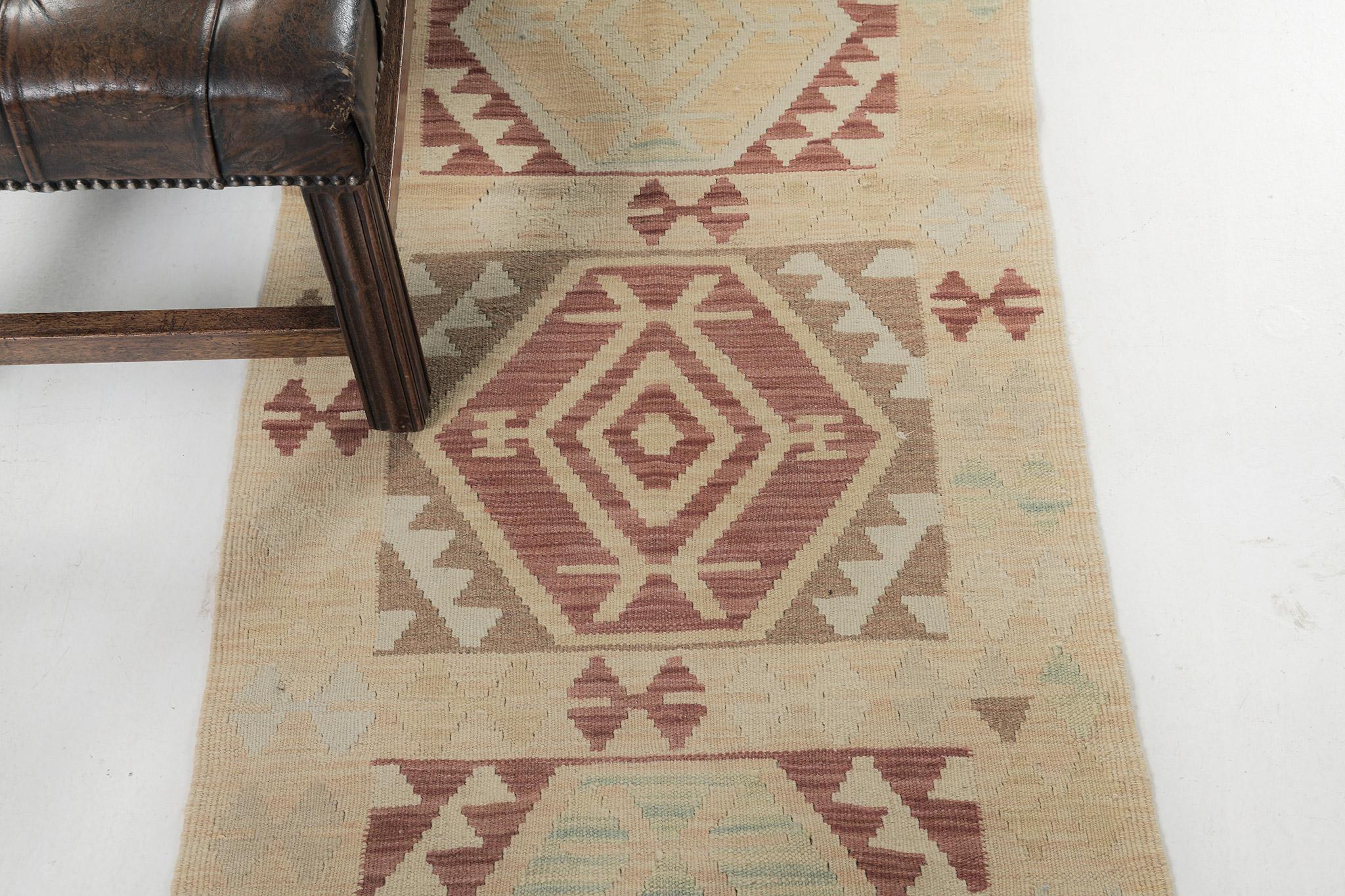 Pakistanais Kilim à tissage plat de style vintage à teinture tribale naturelle en vente