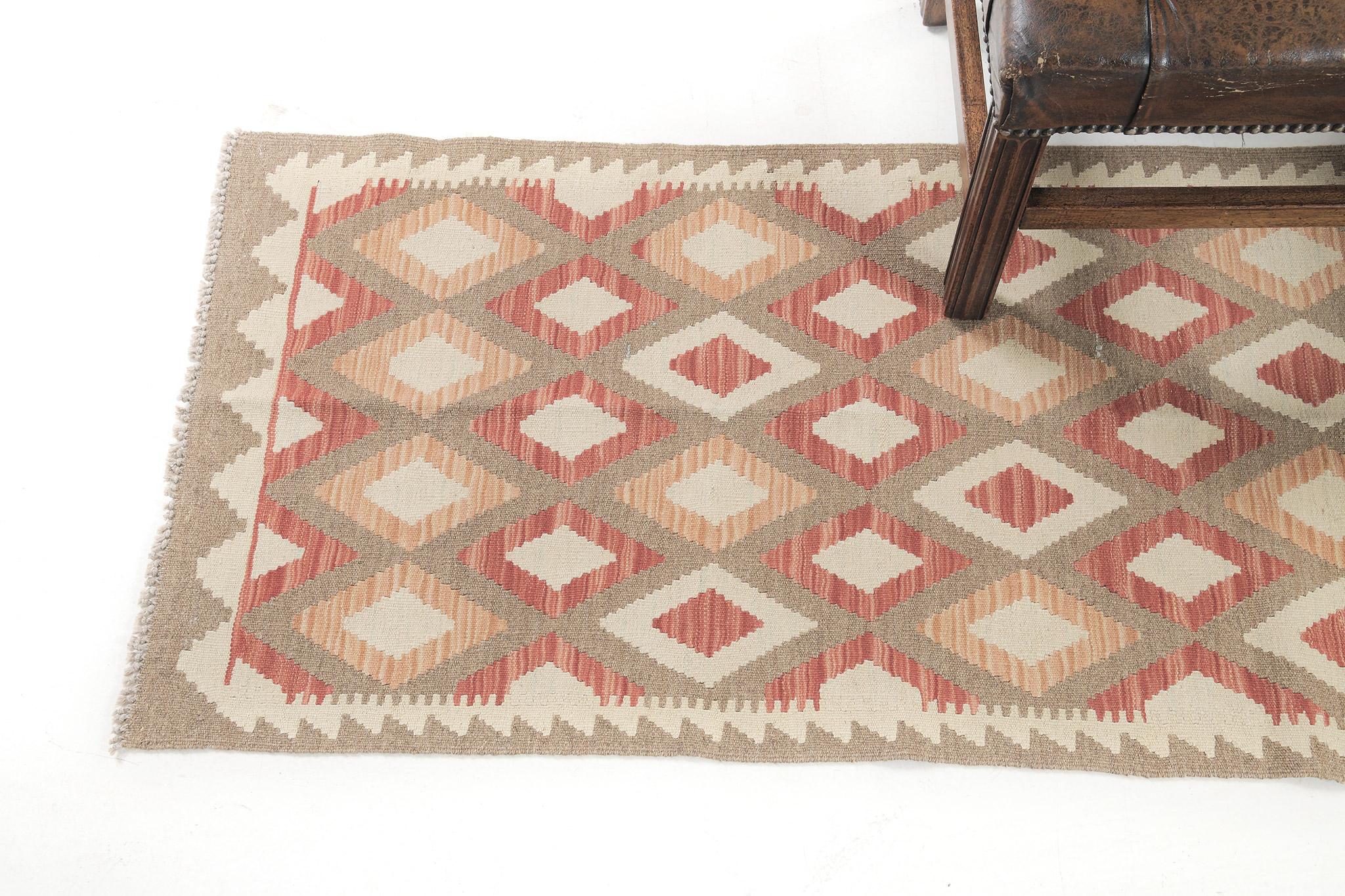 Hand-Knotted Vintage Style Tribal Natural Dye Flat Weave Kilim For Sale