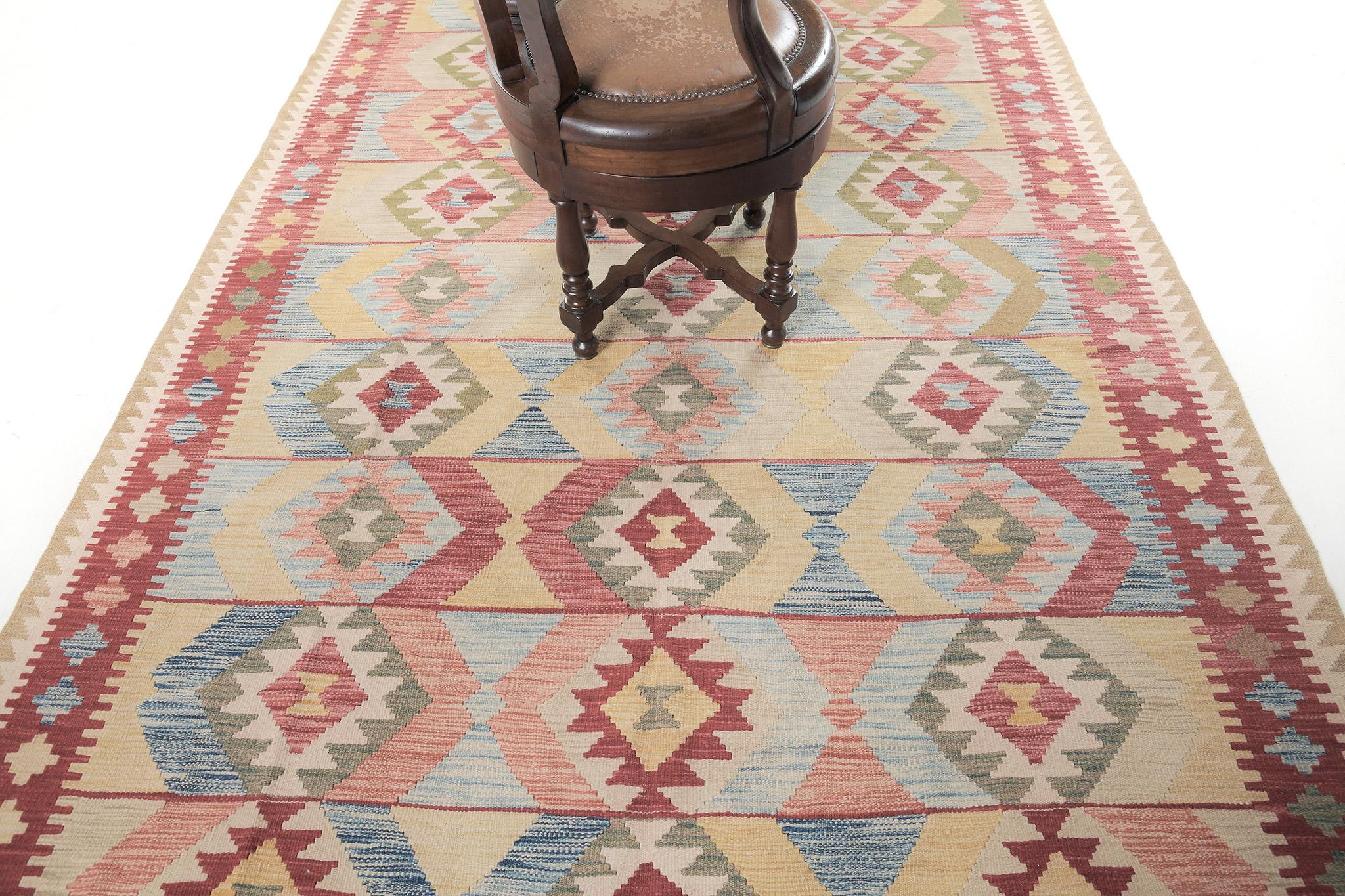 Vintage Style Tribal Natural Dye Flat Weave Kilim In New Condition For Sale In WEST HOLLYWOOD, CA