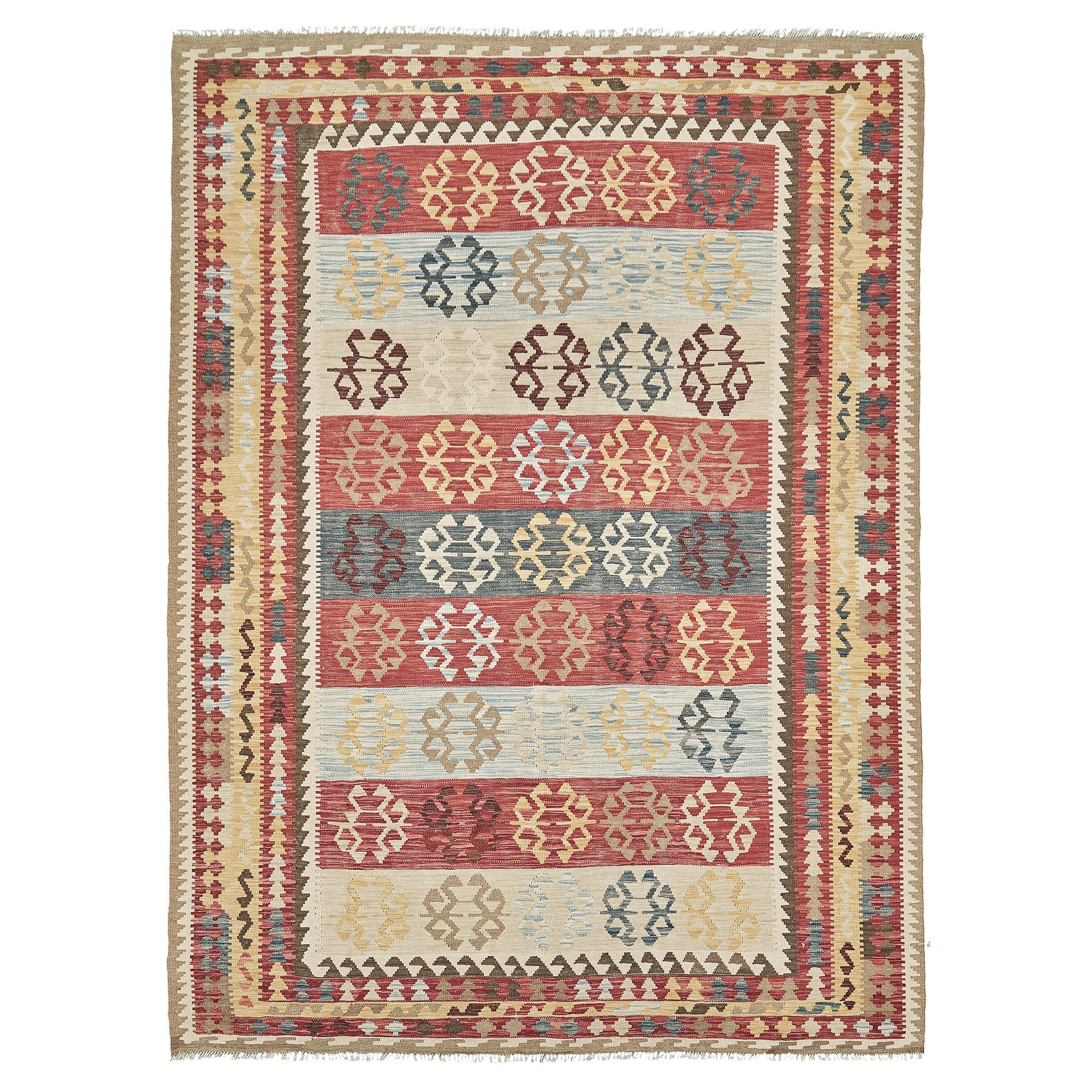 Kilim à tissage plat de style vintage à teinture tribale naturelle