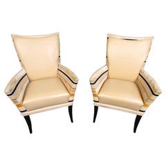 Fauteuils de salon vintage en vinyle et tissu