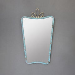 Vintage style Wall Mirror with Ornate Verdigris Bronze Patina Crown Frame