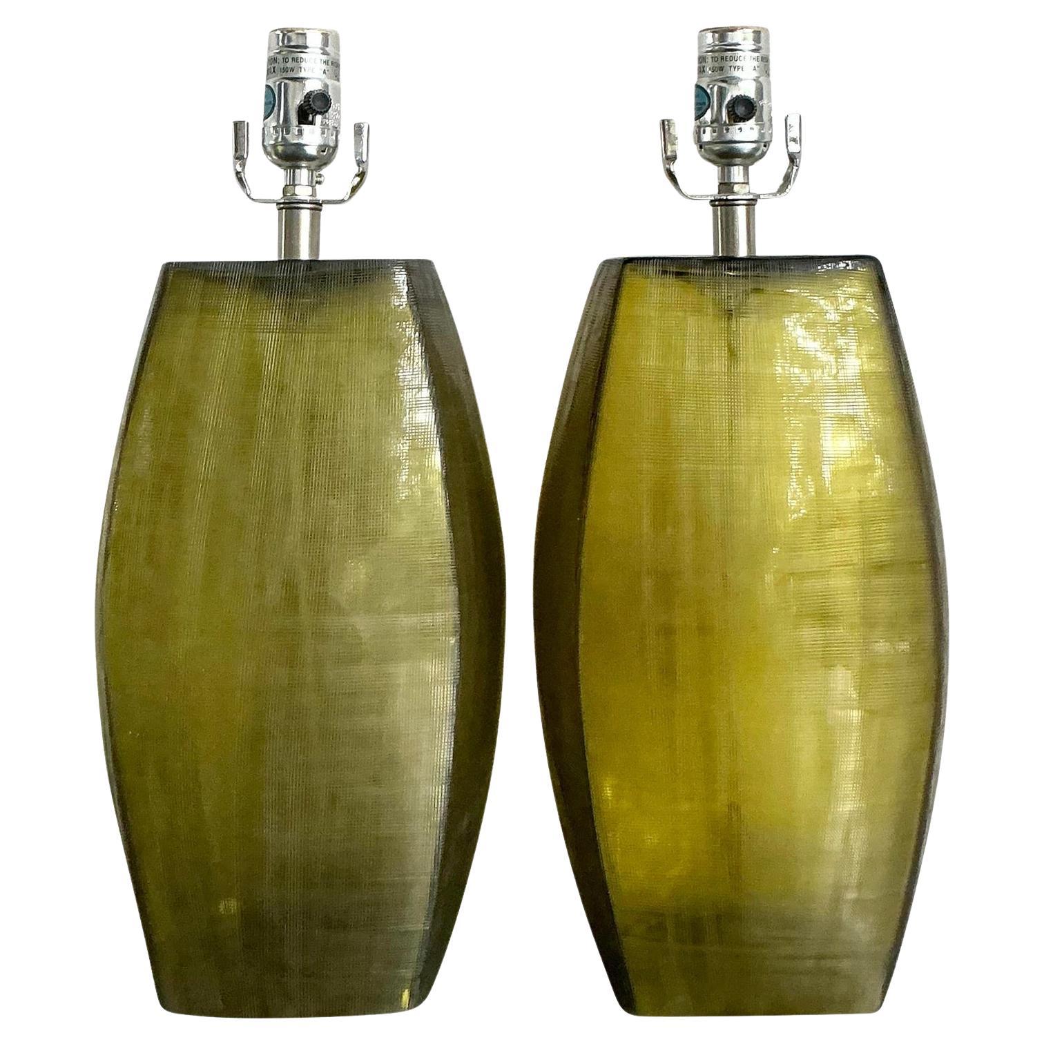 Vintage Styled After Donghia Hollywood Regency Glass Lamps - A Pair For Sale
