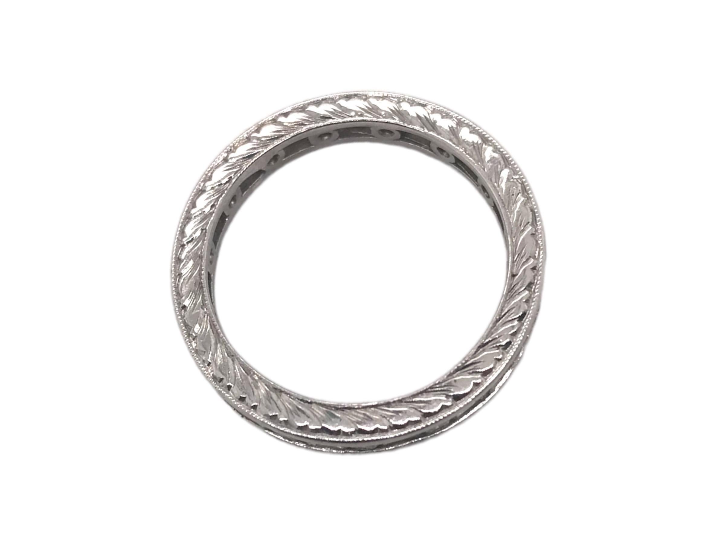 Modern Vintage Styled Platinum 1.5 CTW Diamond Eternity Band Round & Baguette For Sale