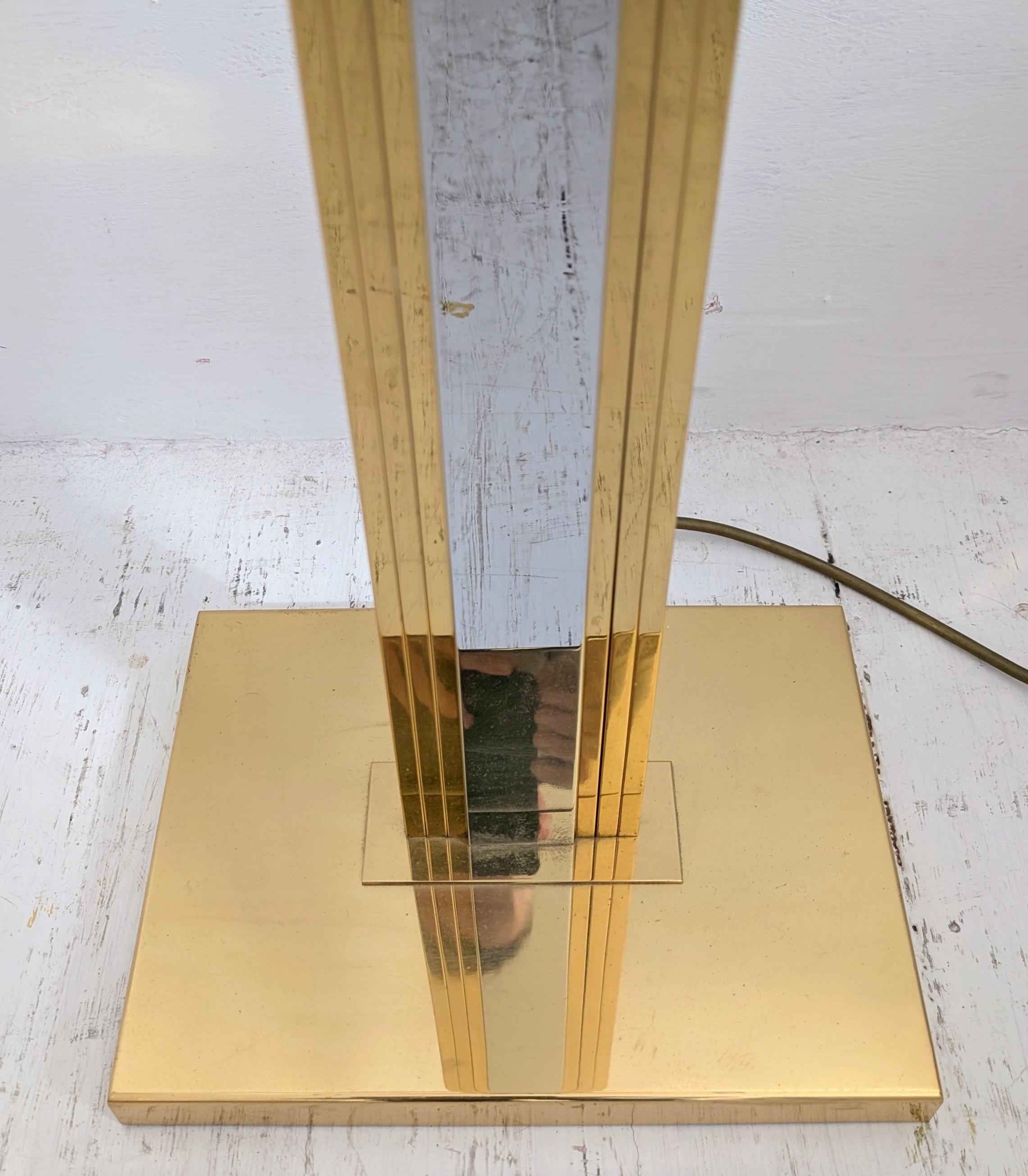 German Vintage stylised palm tree brass, chrome & lucite floor lamp 1980s For Sale