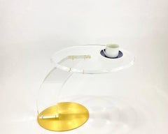 Vintage Stylish Coffee Table in Plexiglass & Brass, Italian Coffee Table, 1970s