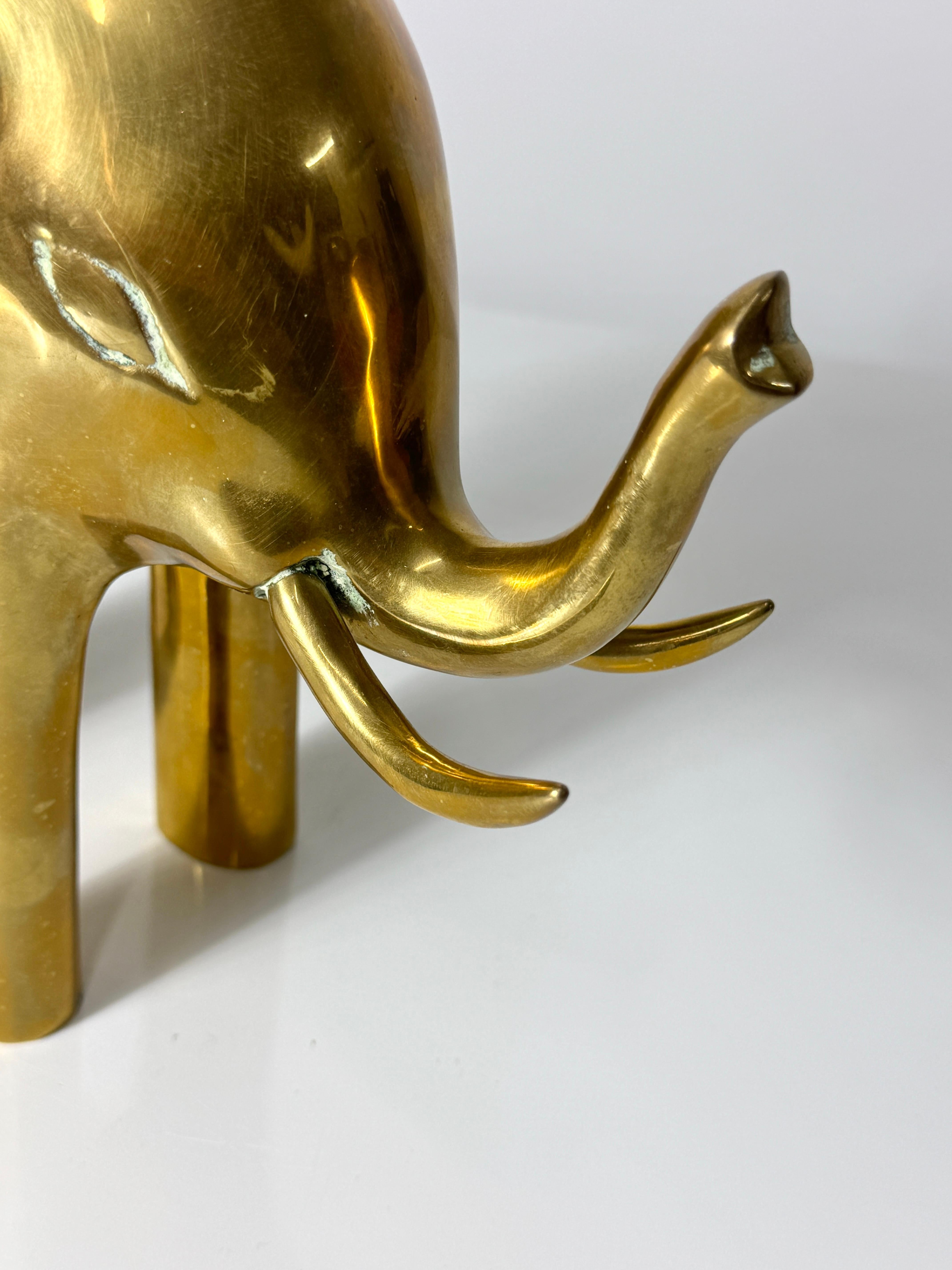 Late 20th Century Vintage Stylized Brass Elephant Decorative Sculpture by Dolbi Cashier 1980s For Sale