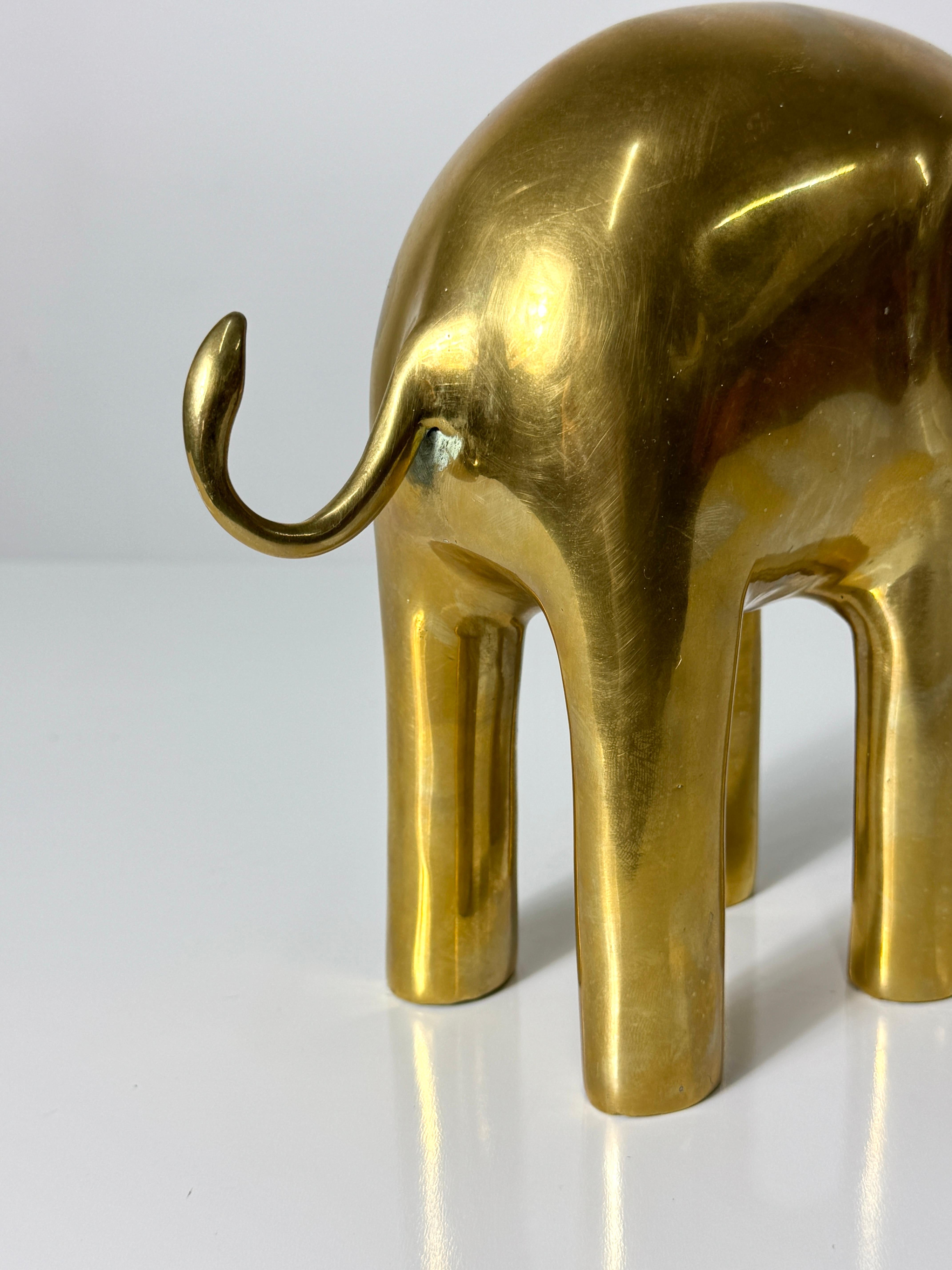 Vintage Stylized Brass Elephant Decorative Sculpture by Dolbi Cashier 1980s For Sale 1
