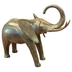 Vintage Stylized Bronze Elephant Sculpture