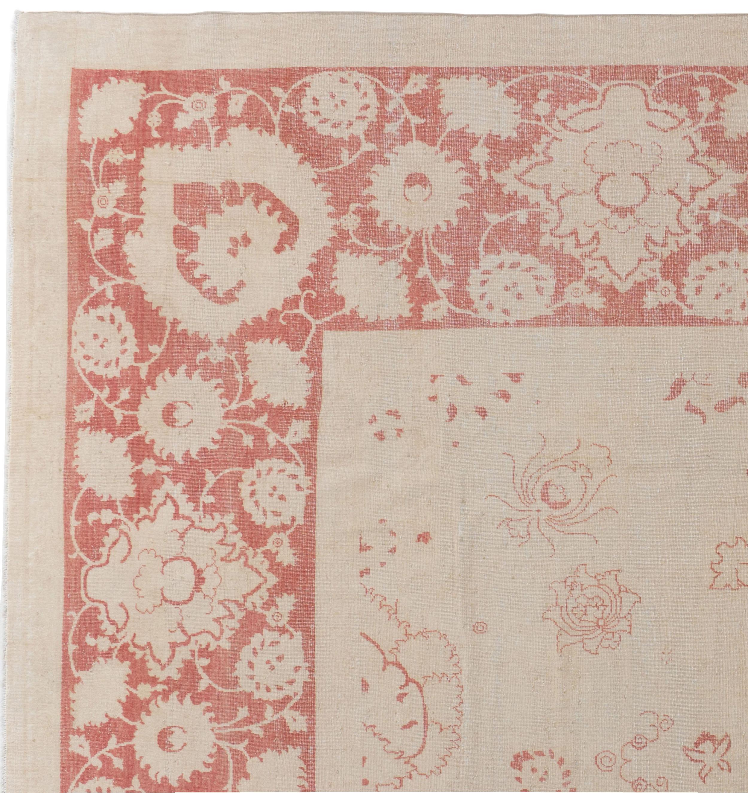 Vintage Agra Design Tappeto di lana annodato a mano 13'6 X 21'9 in vendita 3