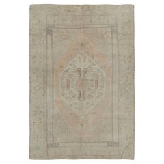 Vintage Subdued Apricot Turkish Oushak Area Rug