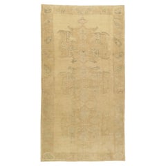 Vintage Subdued Beige Turkish Oushak Rug, 5'8 x 11'