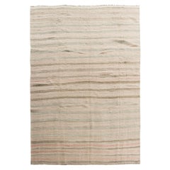 Vintage Circa 1940 Subdued Turkish Kilim Wool Hand Knotted Rug 5'3 X 8'5