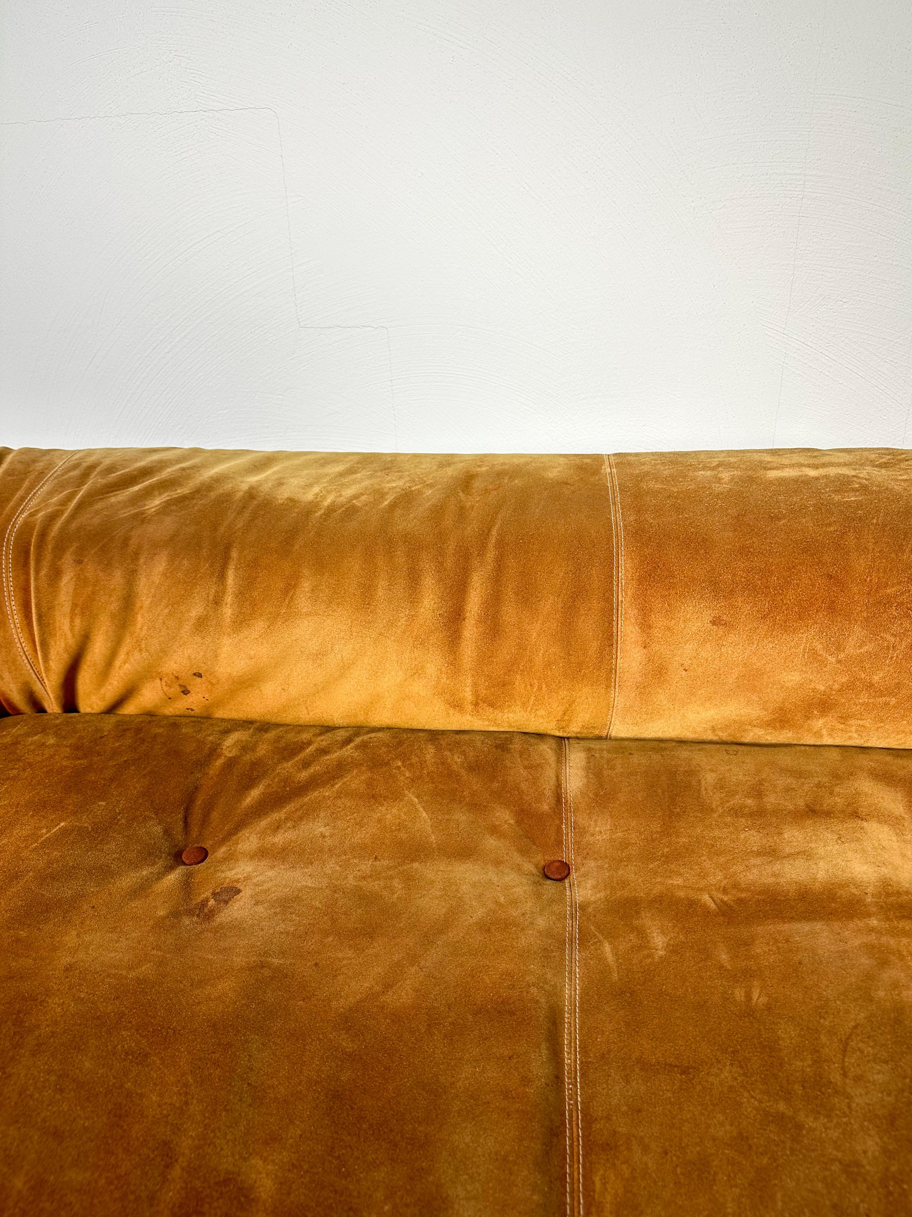 Vintage Suede 3-Seater Anfibio Sofa Bed by Alessandro Becchi for Giovannetti 70s For Sale 6