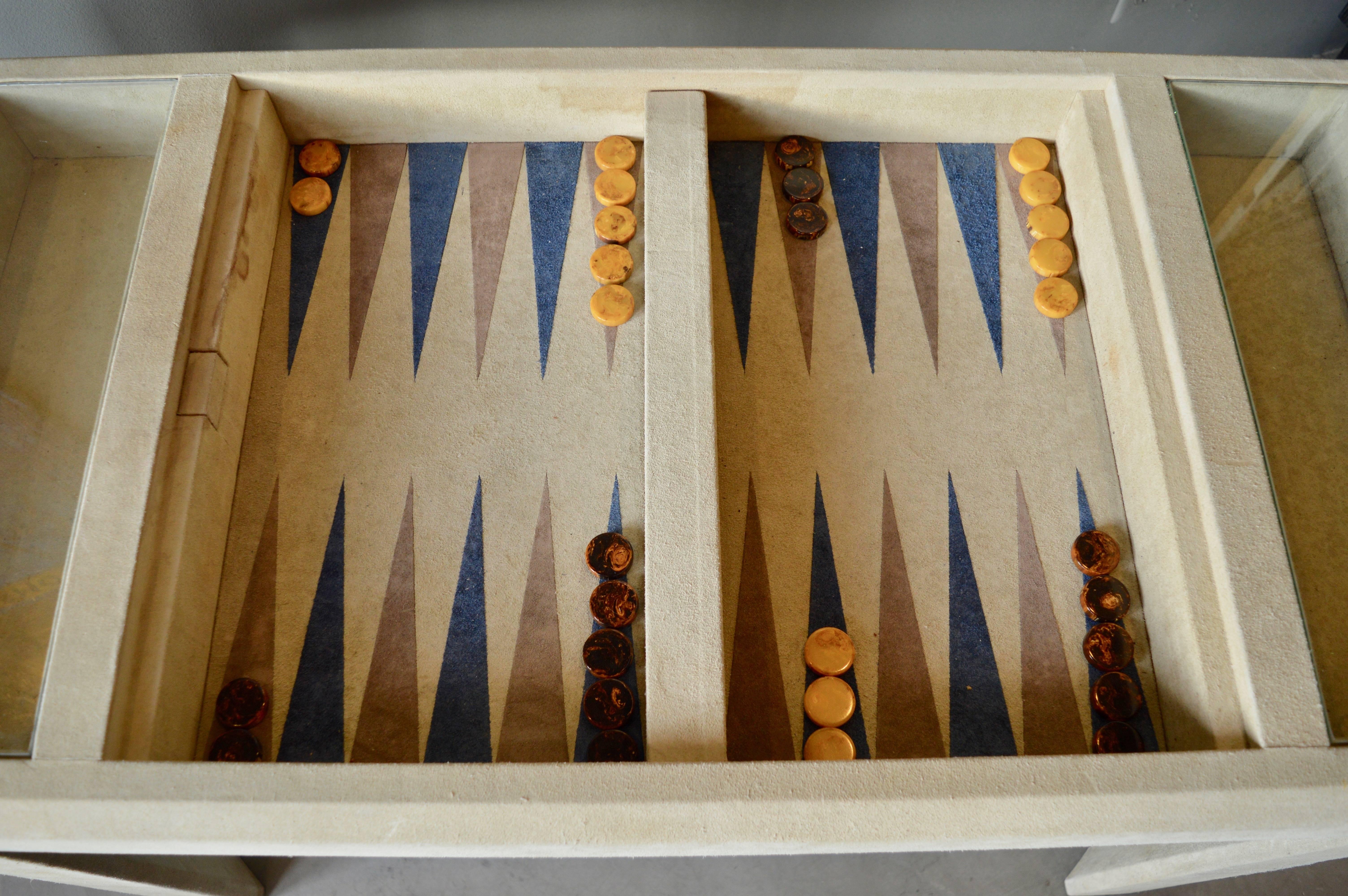 American Vintage Suede Backgammon Table