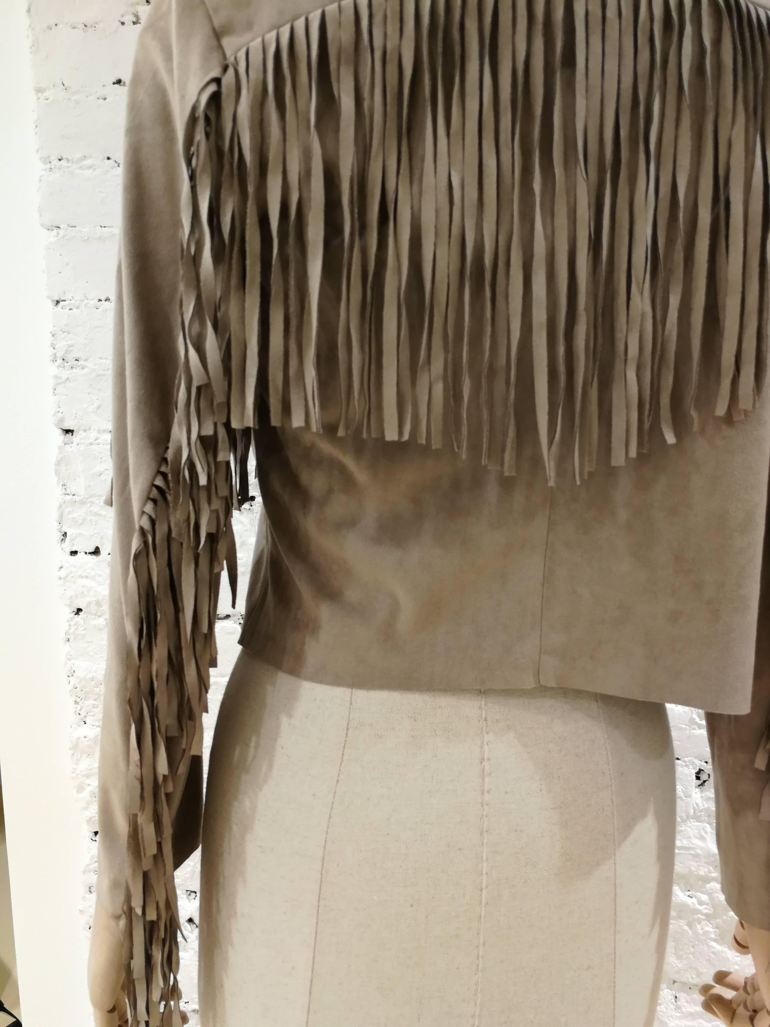 Fringed Vintage Suede Jacket In Excellent Condition In Capri, IT