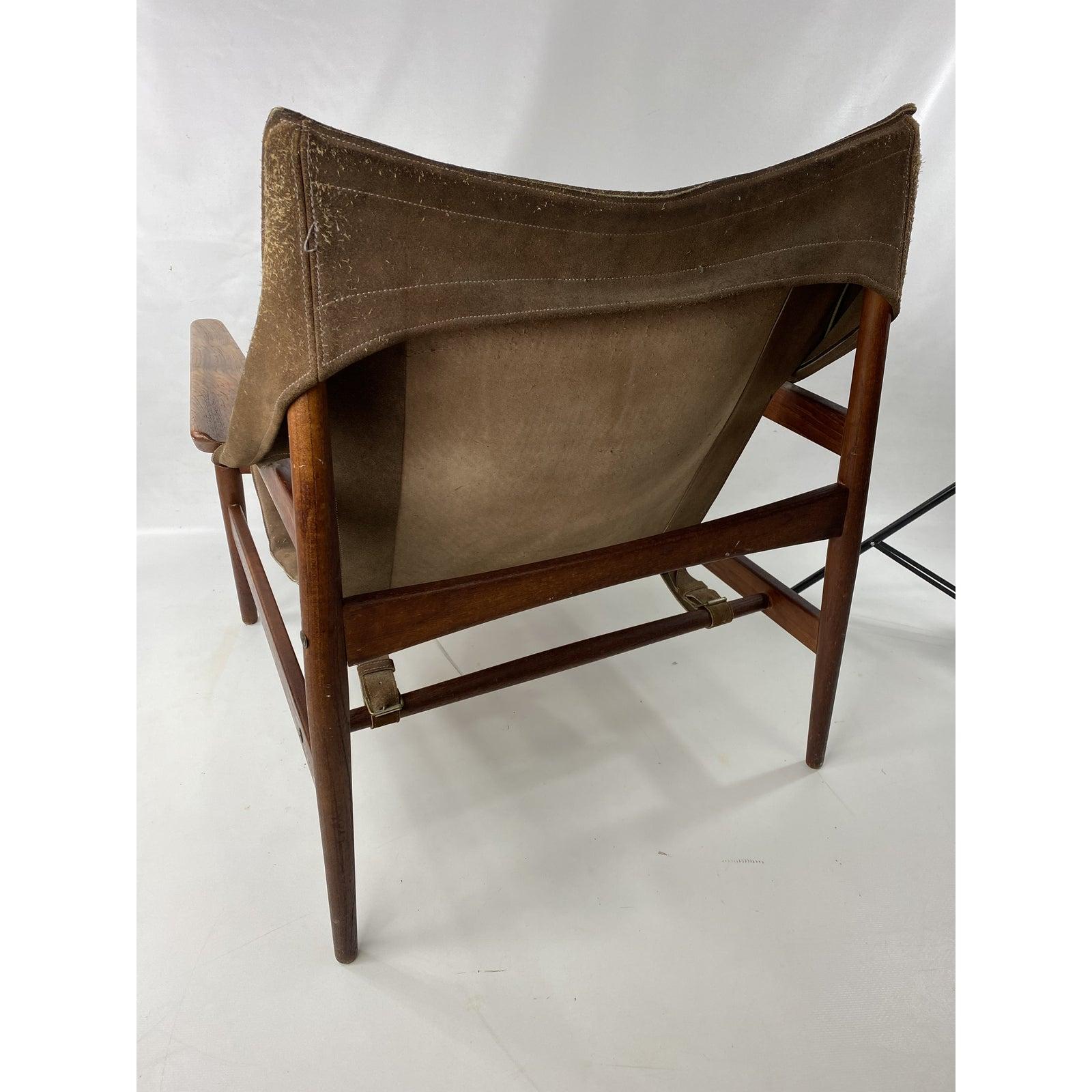 Vintage Suede Kinna armchair by Hans Olsen for Viska Mobler.
