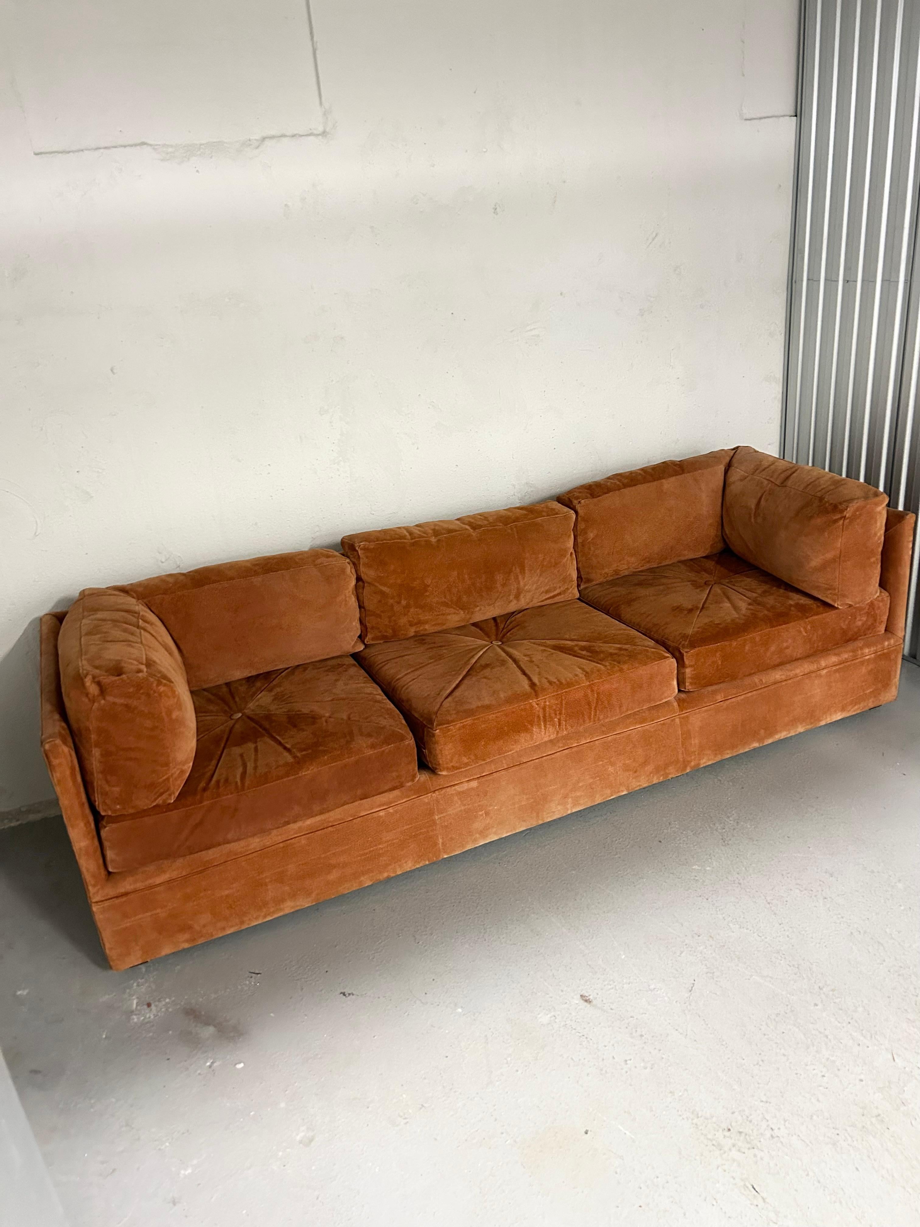 Vintage Suede Leather Sofa 6