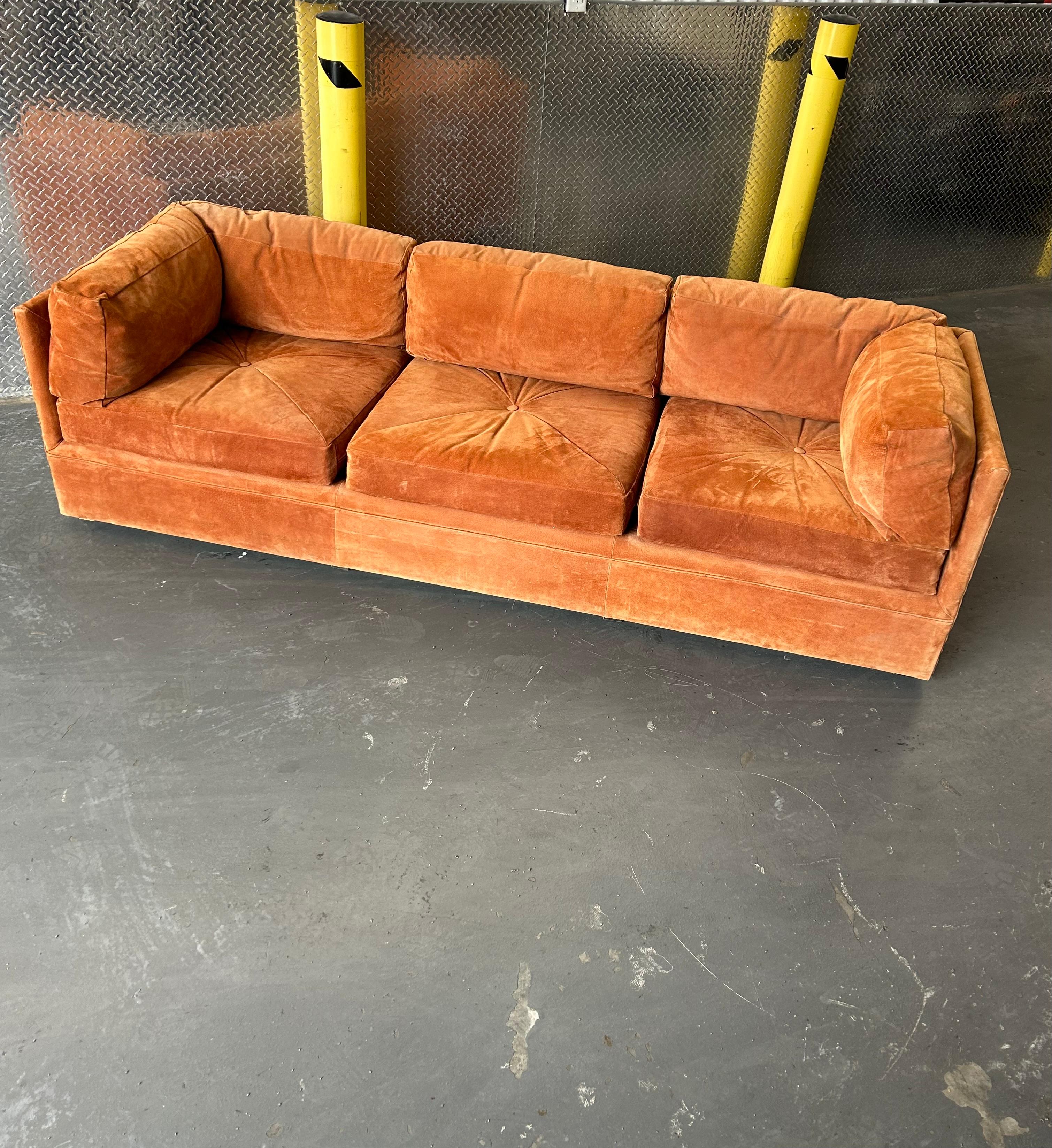 Vintage Suede Leather Sofa 1