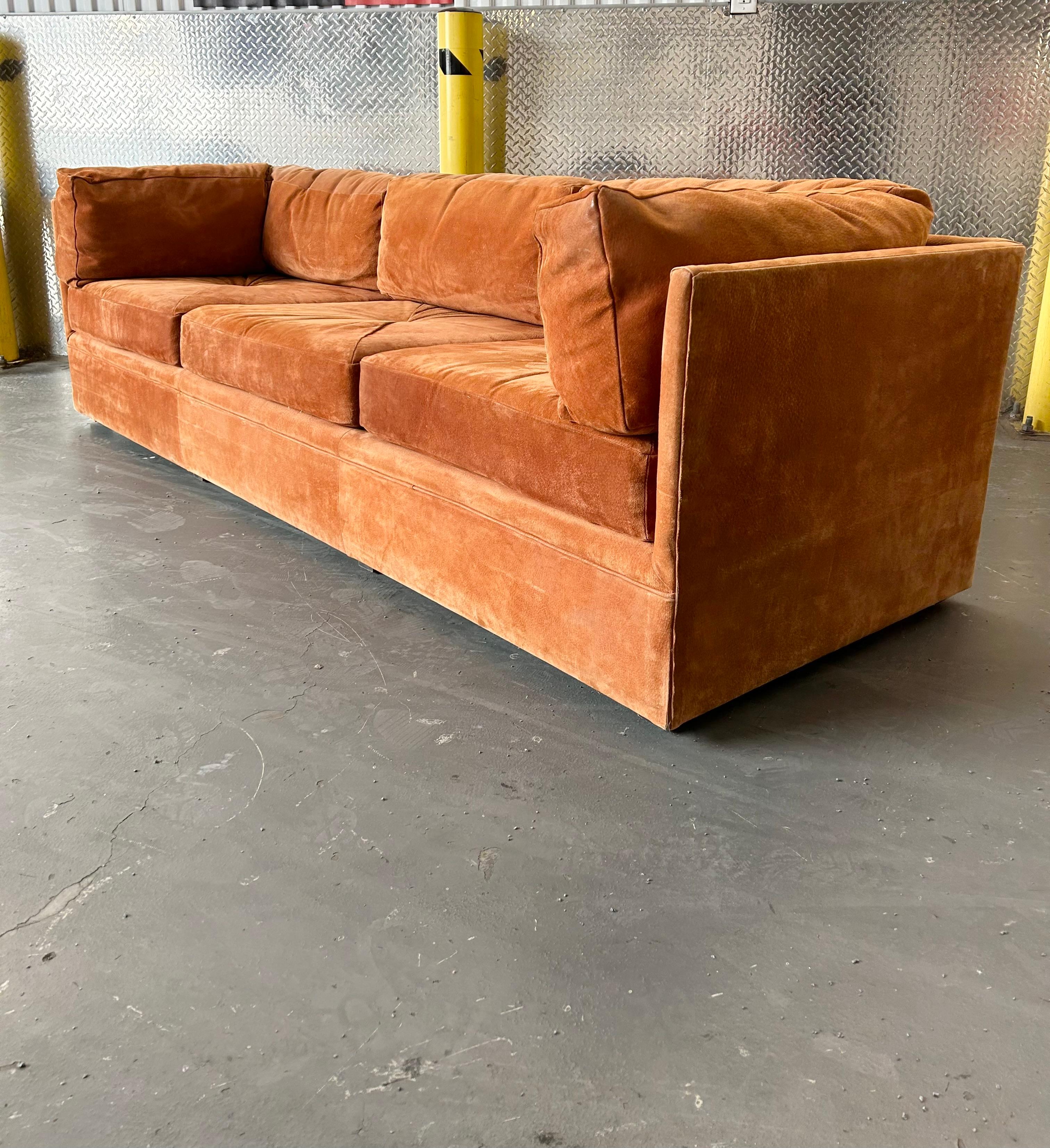 Vintage Suede Leather Sofa 1