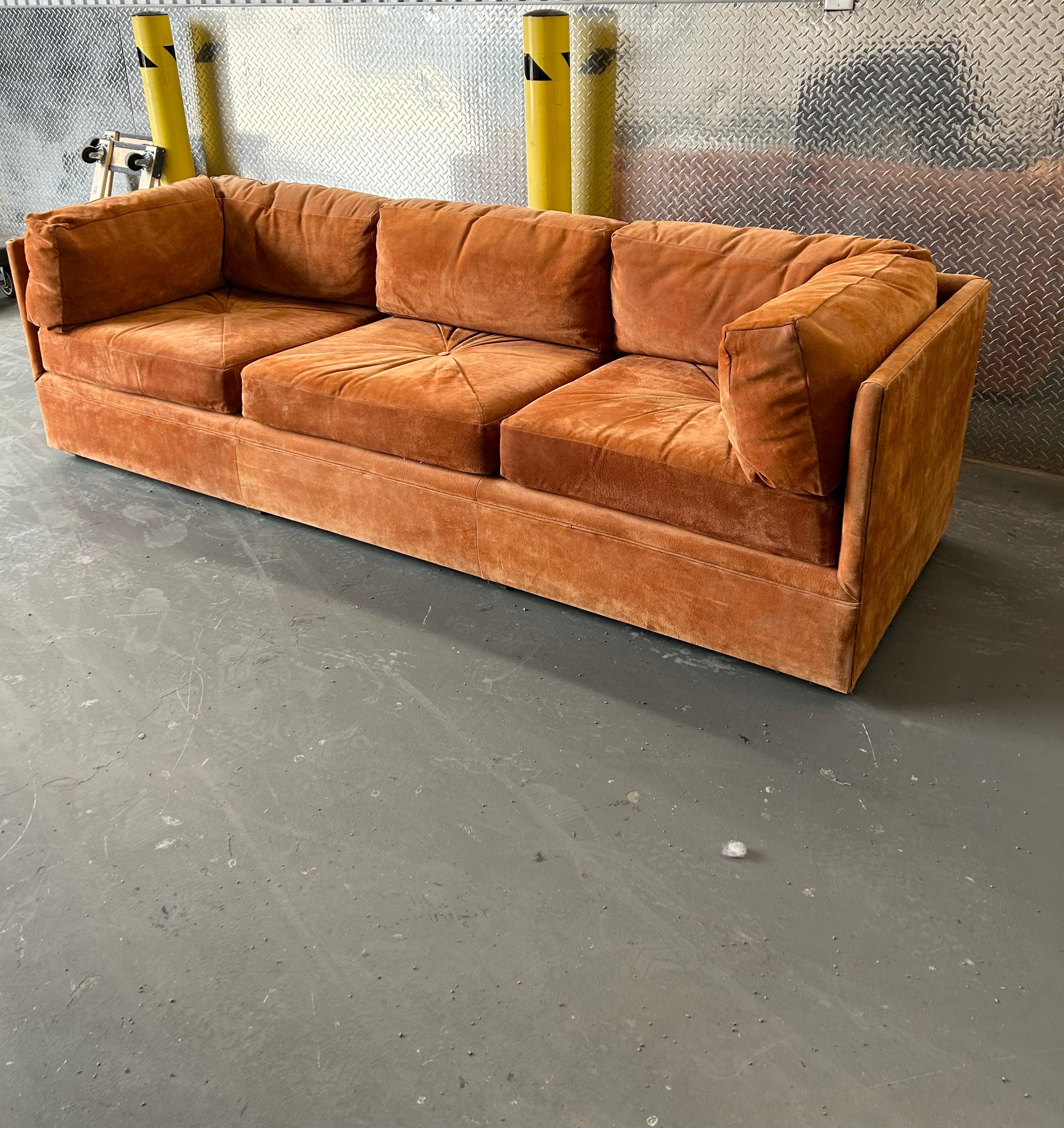 Vintage Suede Leather Sofa 2