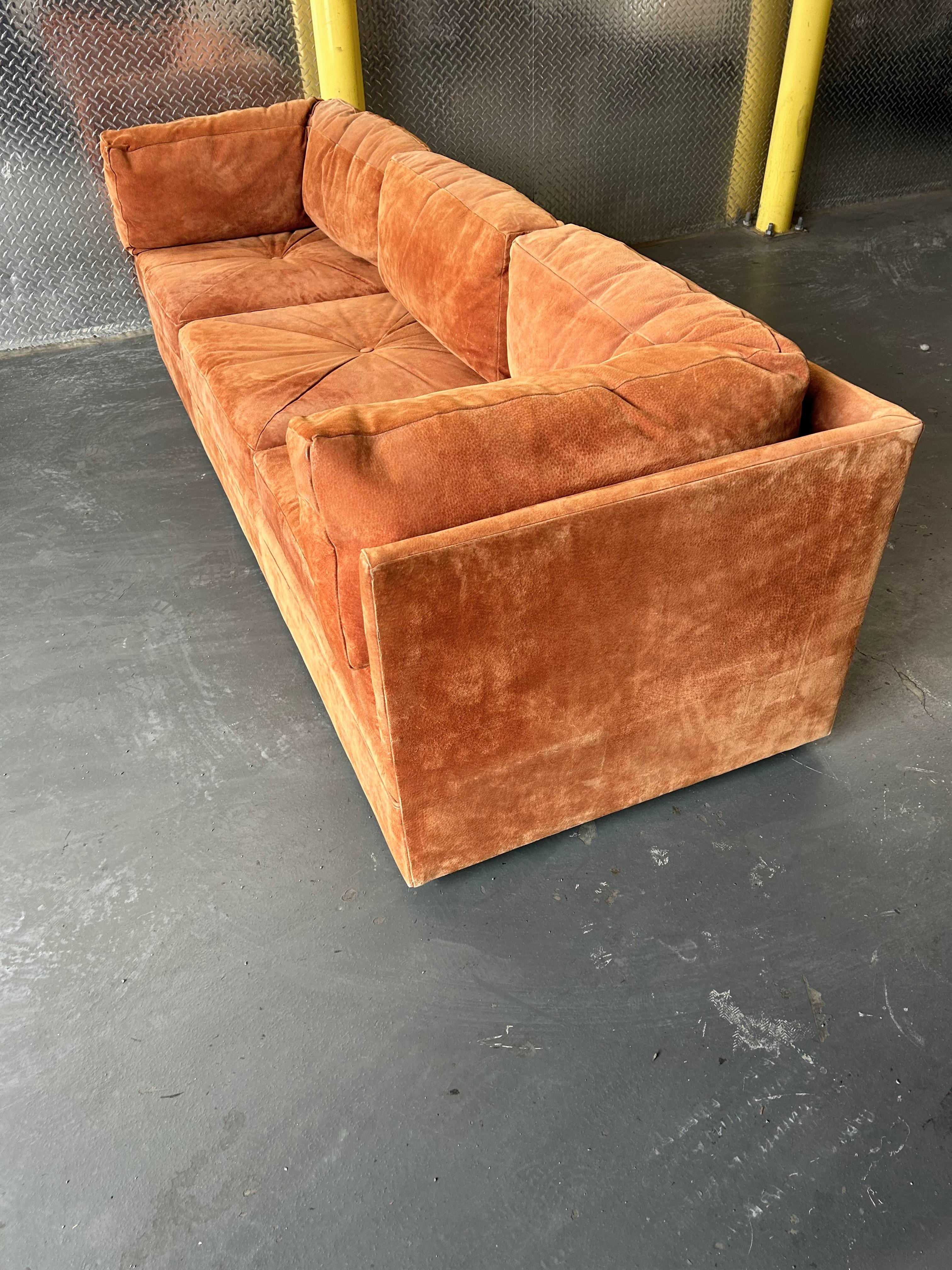 Vintage Suede Leather Sofa 4