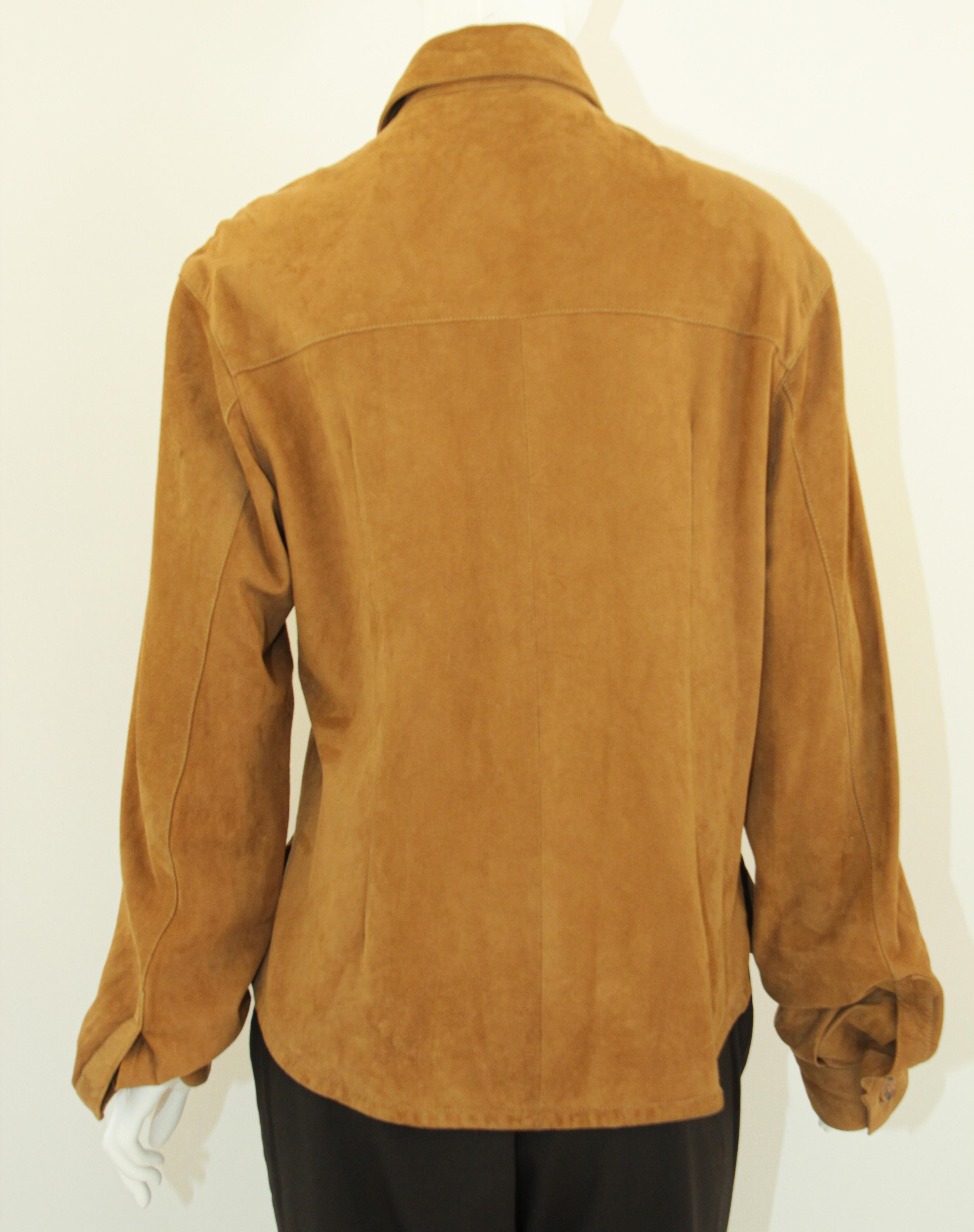 Vintage Suede Shirt Jacket Light Brown For Sale 5