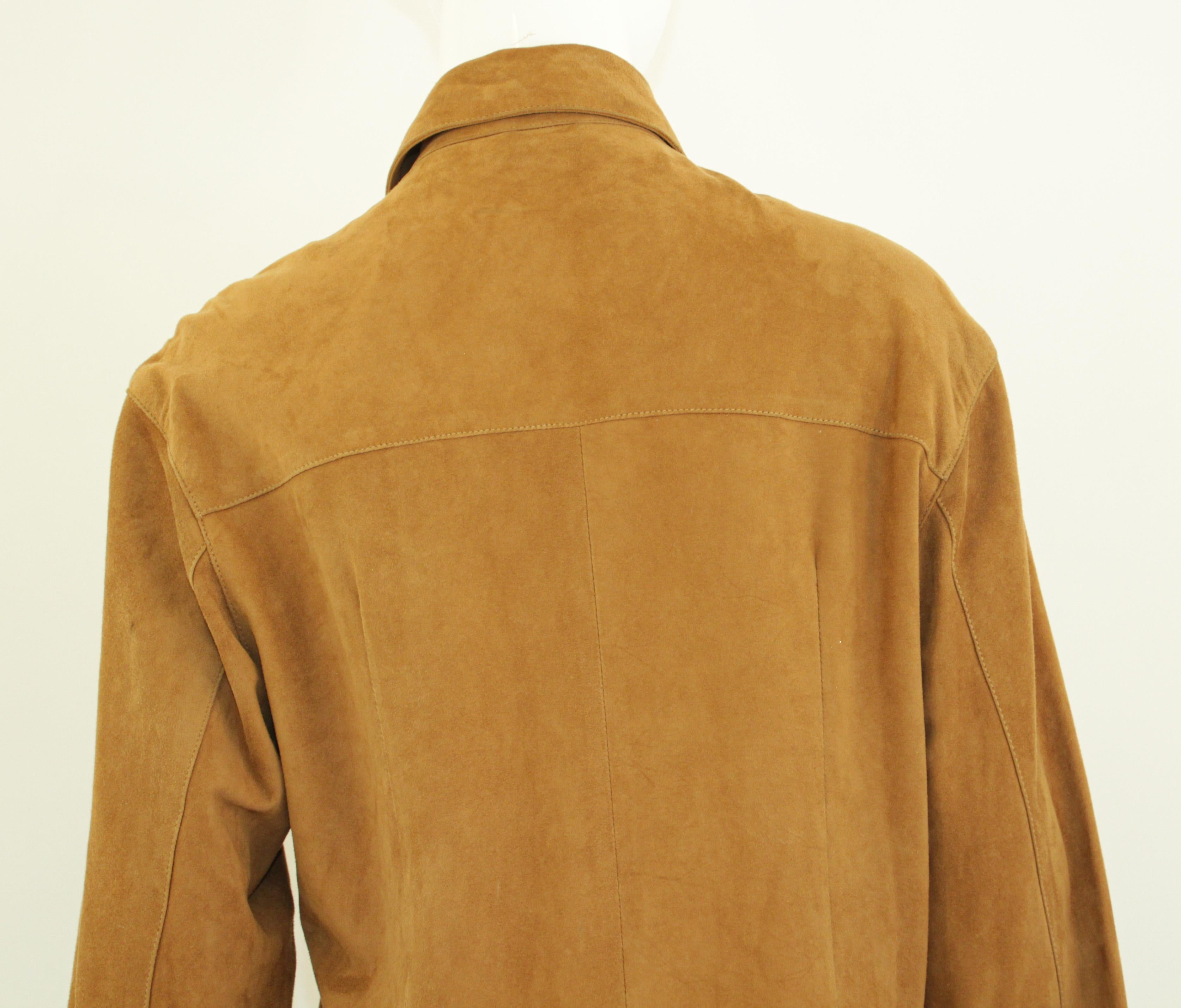 Vintage Suede Shirt Jacket Light Brown For Sale 6
