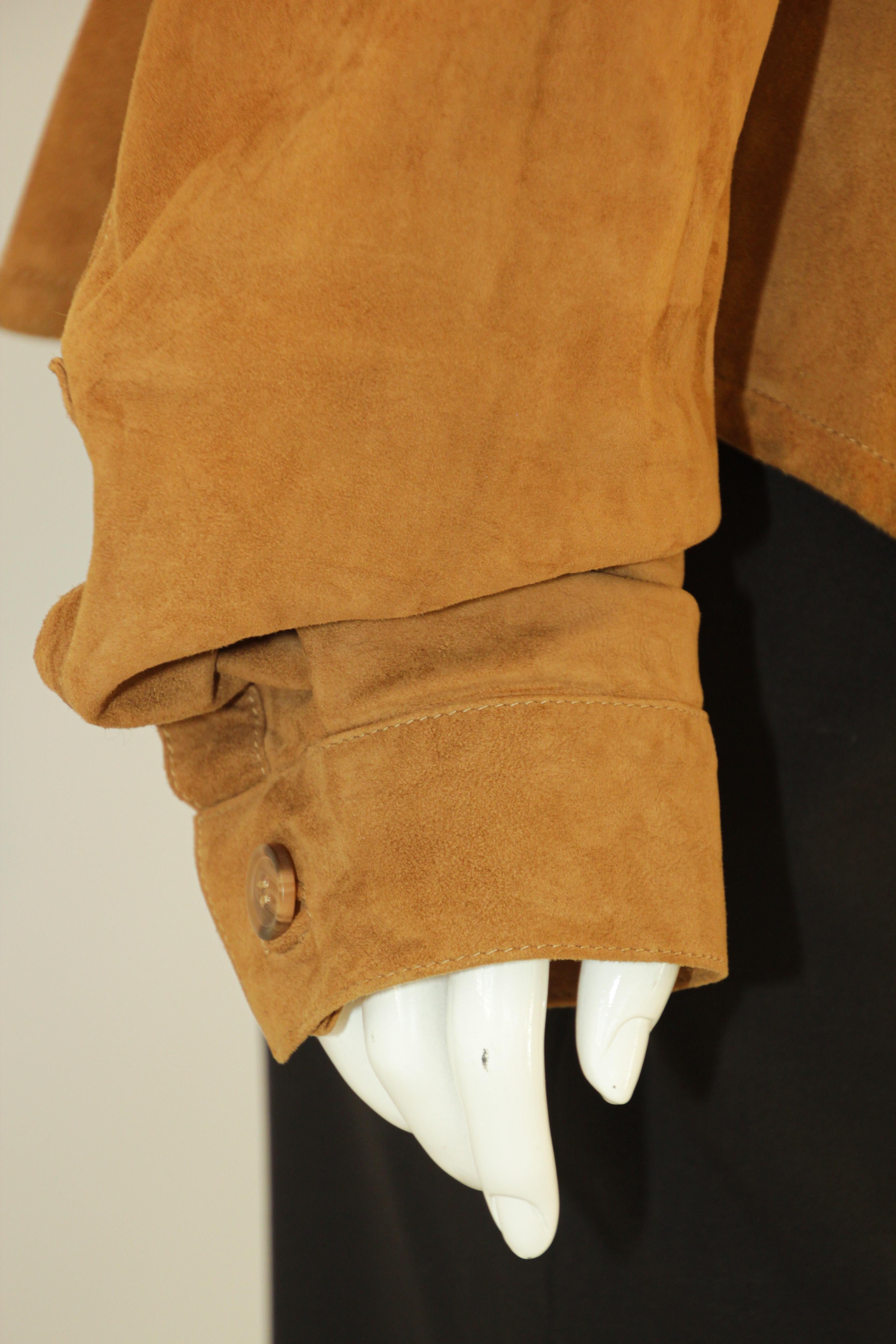 Vintage Suede Shirt Jacket Light Brown In Good Condition In North Hollywood, CA