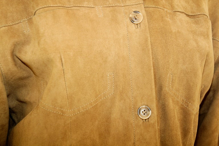 Vintage Suede Shirt Jacket Light Brown For Sale at 1stDibs