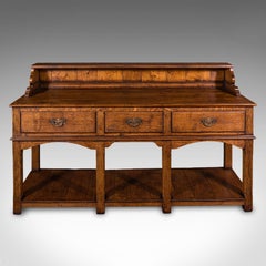 Vintage Suffolk Dresser Base, English, Oak, Victorian Revival, Kitchen Sideboard