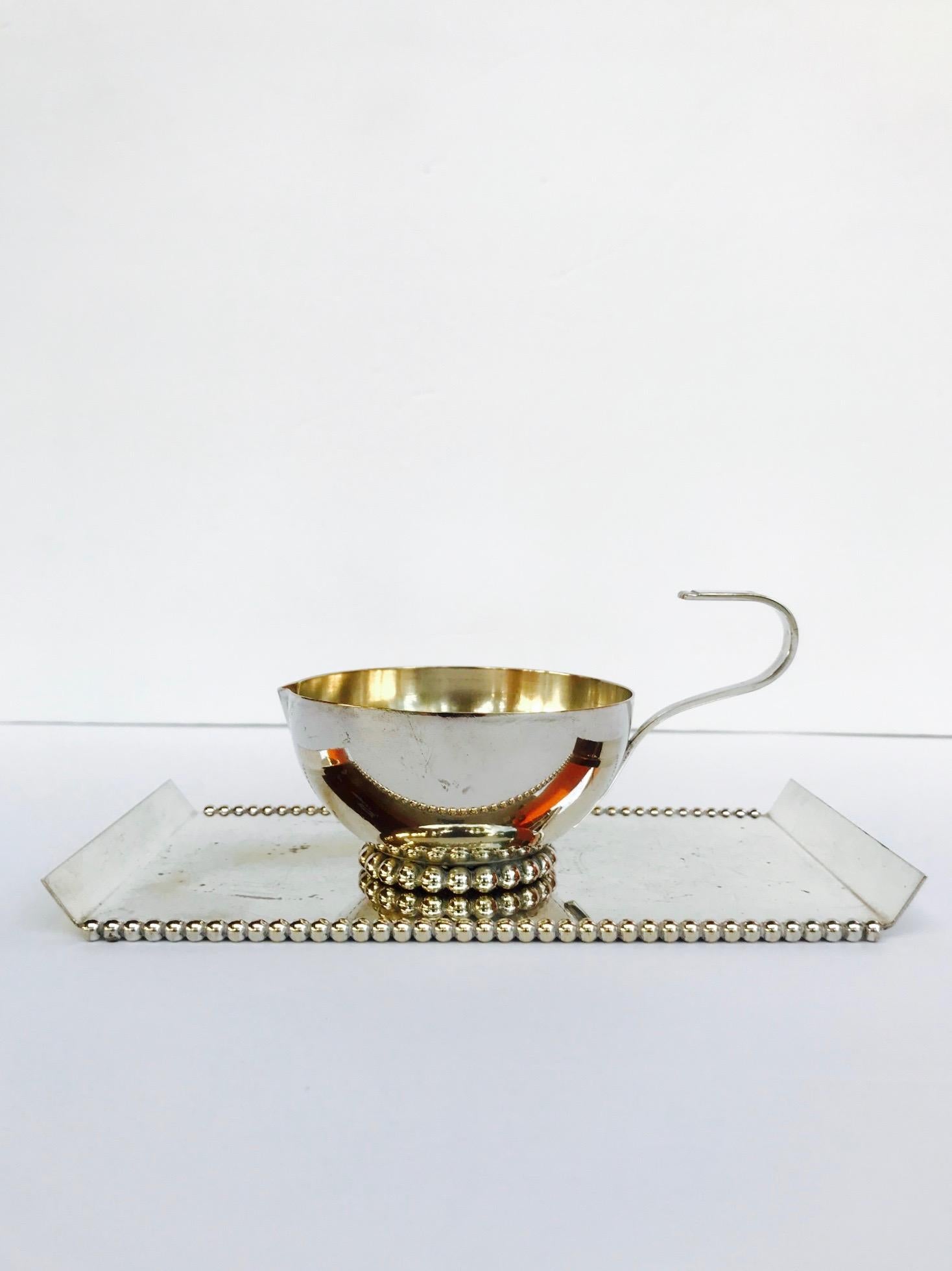 Vintage Silver Plated Sugar and Creamer Serving Set, Italy, C. 1970s In Good Condition For Sale In Fort Lauderdale, FL