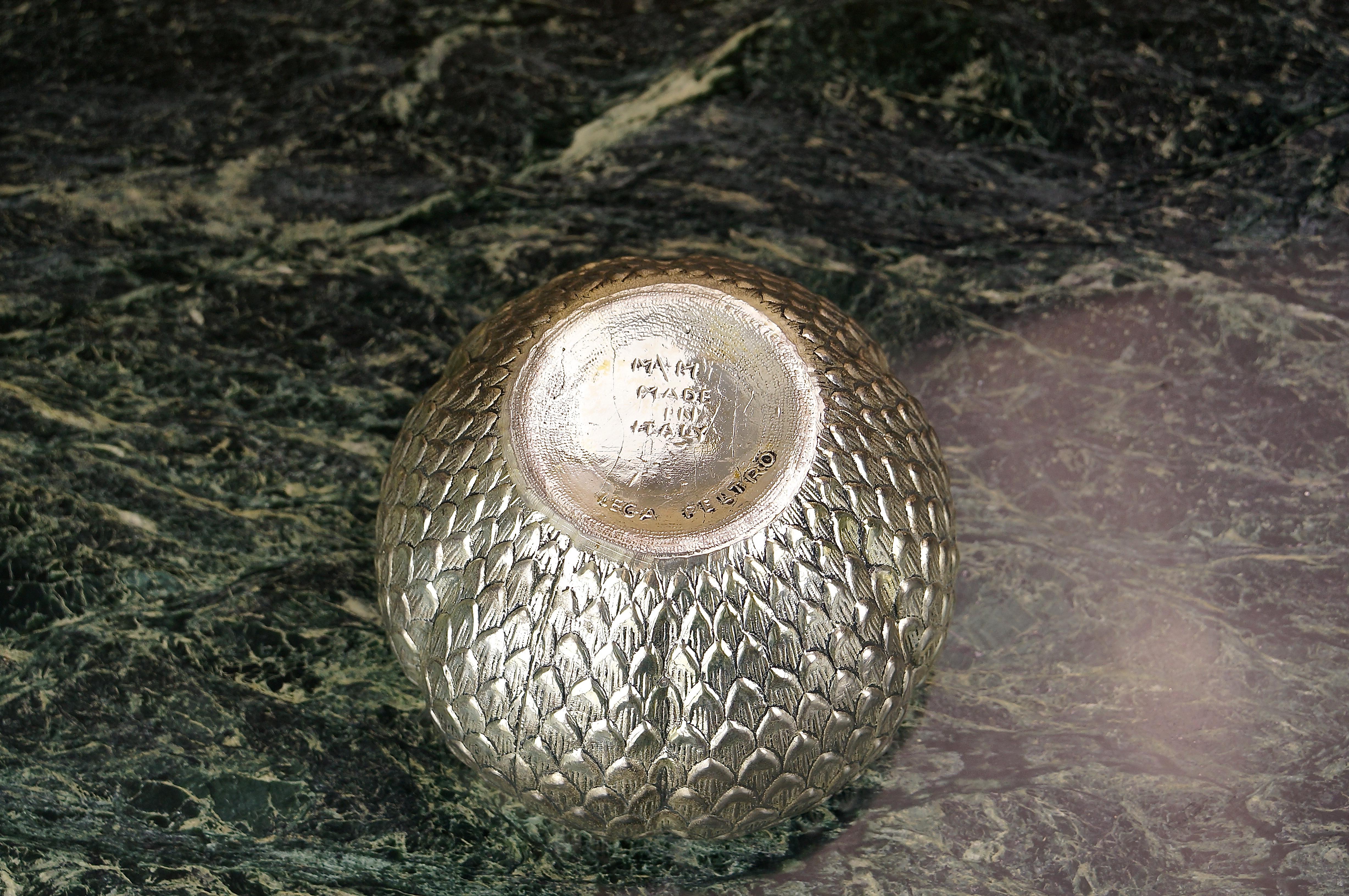 Vintage Silver Gilt Ice Bucket Apple Acorn Pineapple by Mauro Manetti Italy 1960 In Good Condition In Huddersfield, GB