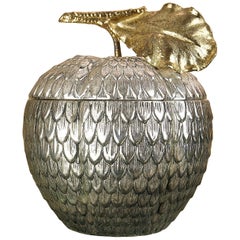 Retro Silver Gilt Ice Bucket Apple Acorn Pineapple by Mauro Manetti Italy 1960