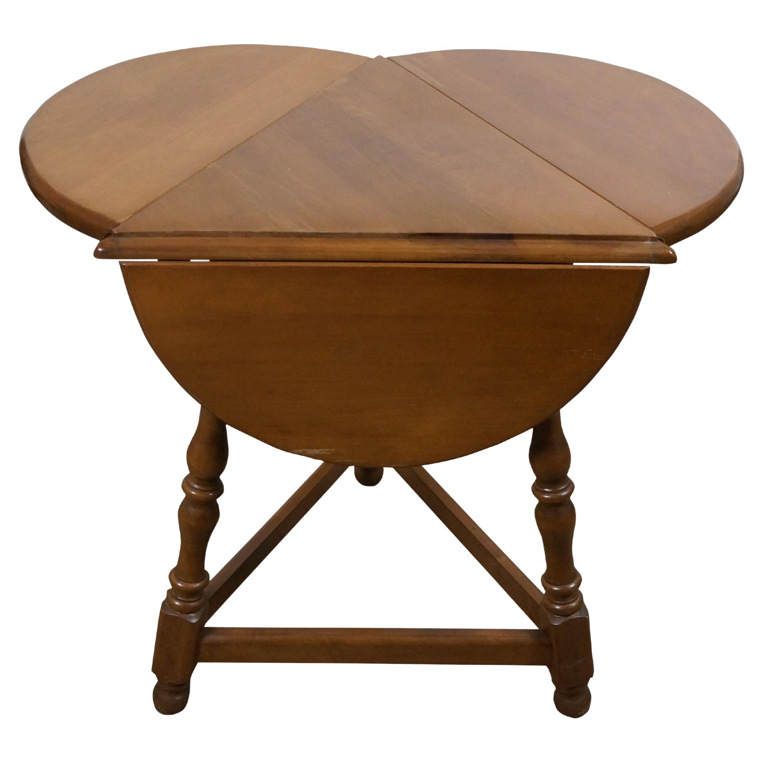 Vintage Sugar Maple Triangular Drop Leaf Pembroke Tripod Trefoil Clover Table For Sale