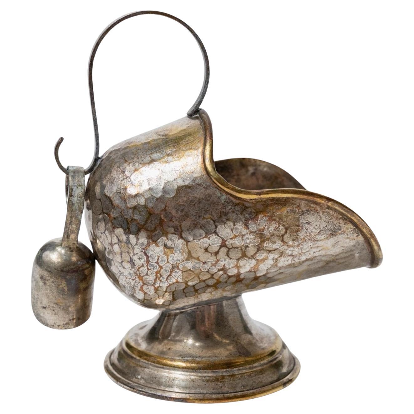 Vintage Sugar or Salt Box silver plated with Dosing Spoon, Italy, 1920s