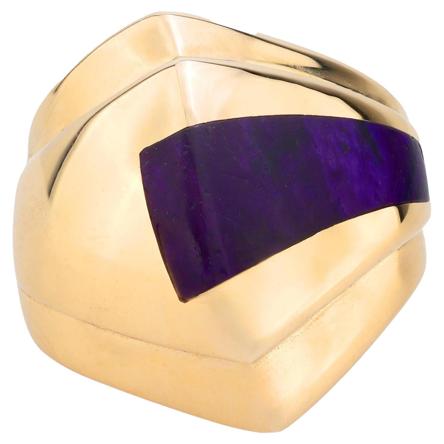 Vintage sugilite 14k yellow gold cocktail ring