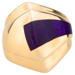 Anello cocktail in sugilite d'epoca in oro giallo 14k