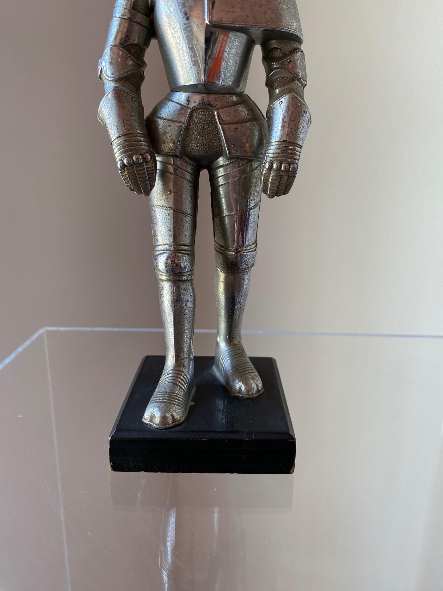 Cast Vintage Suit of Armor Medieval Knight Sculpture Lighter 1930s For Sale