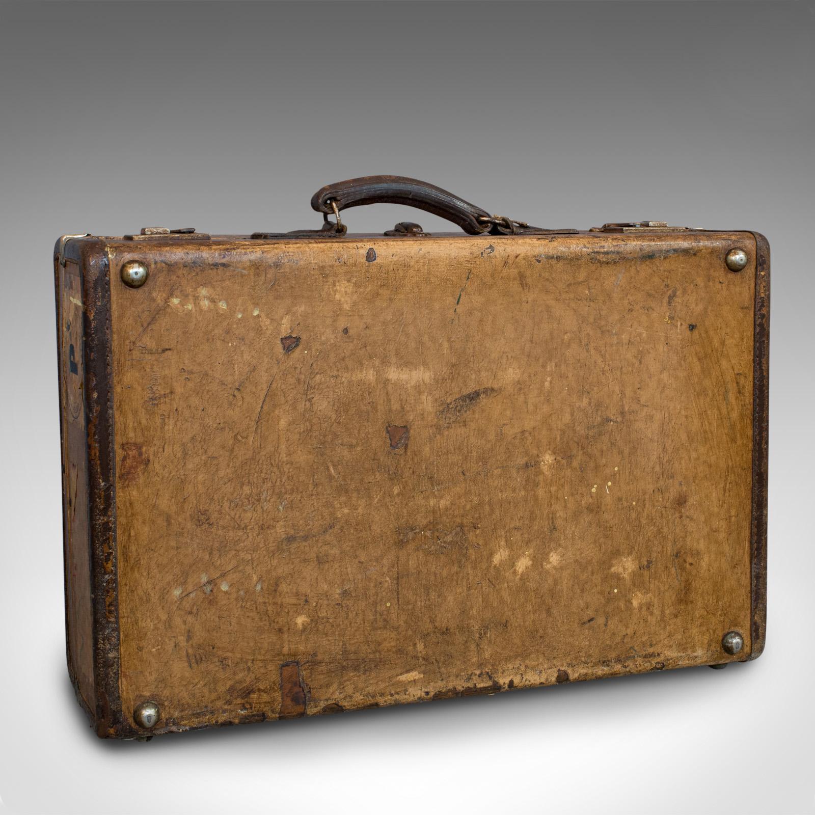 Vintage Suitcase, English, Leather Bound, Travel Case, Decoration, 20th Century 6