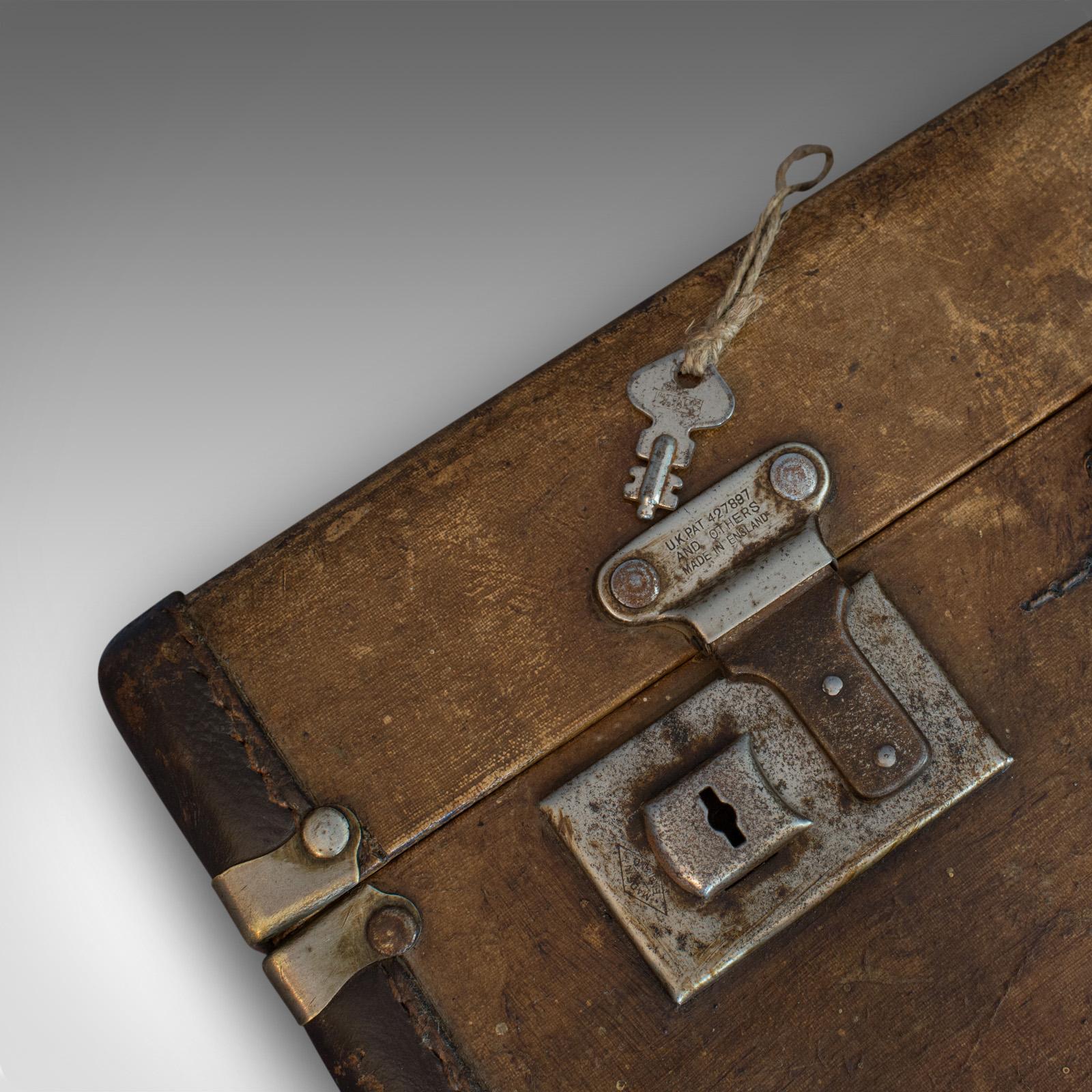 Vintage Suitcase, English, Leather Bound, Travel Case, Decoration, 20th Century 2