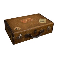 Vintage Suitcase, English, Leather Bound, Travel Case, Decoration, 20th Century