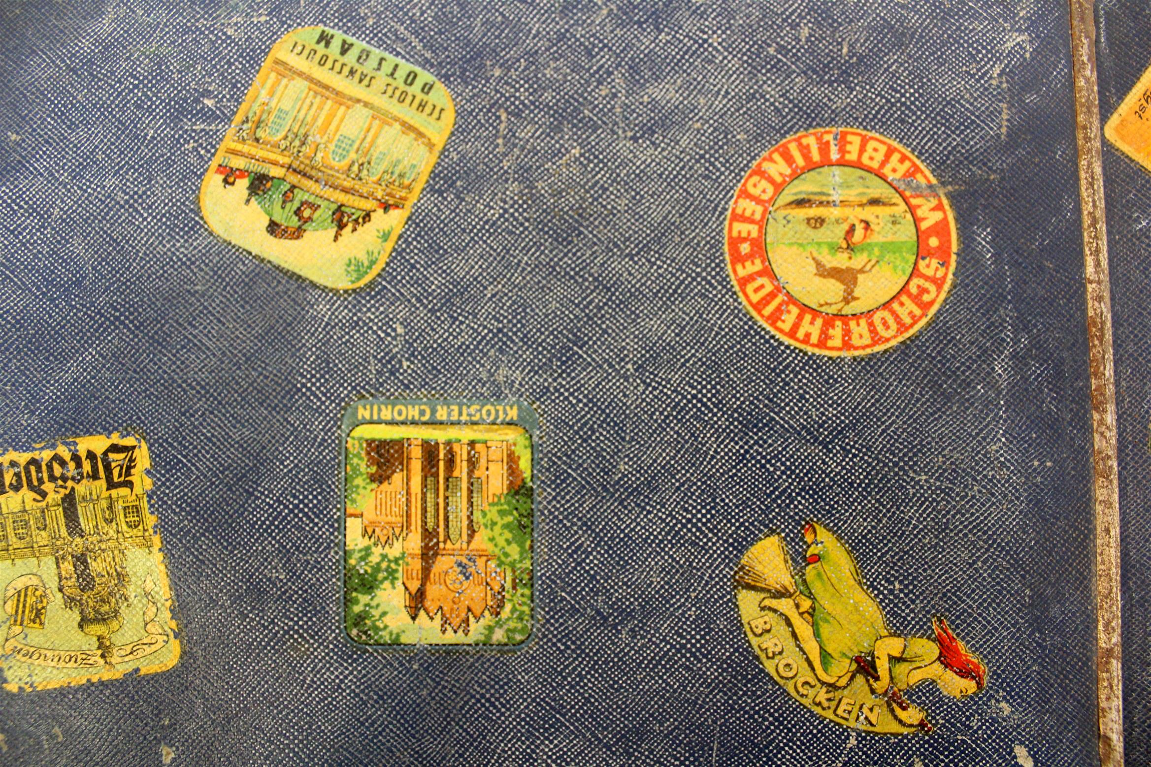 Vintage Suitcase with Original Luggage Labels, 1950s For Sale 5