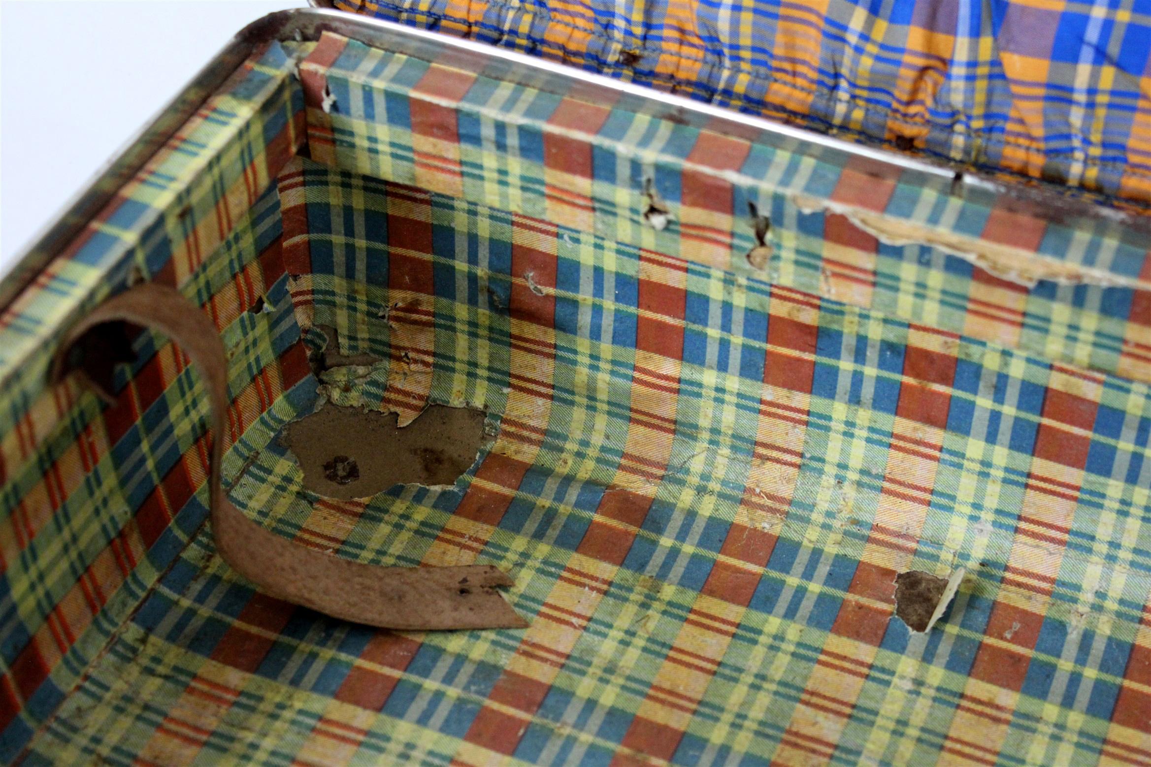 Vintage Suitcase with Original Luggage Labels, 1950s For Sale 8