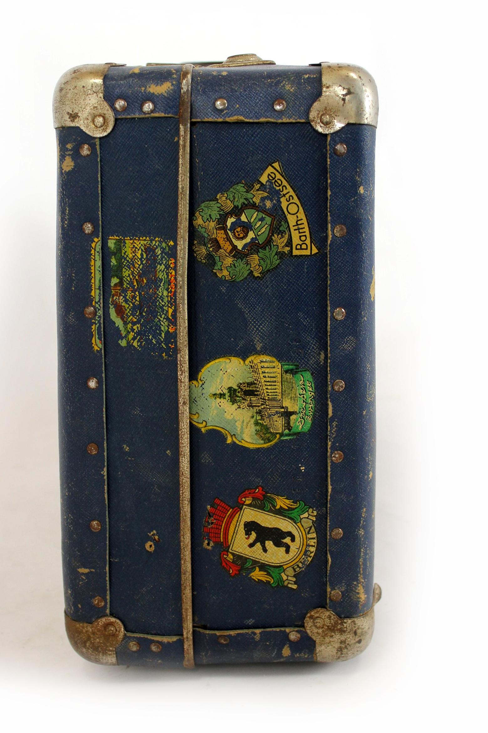 Vintage Suitcase with Original Luggage Labels, 1950s For Sale 12