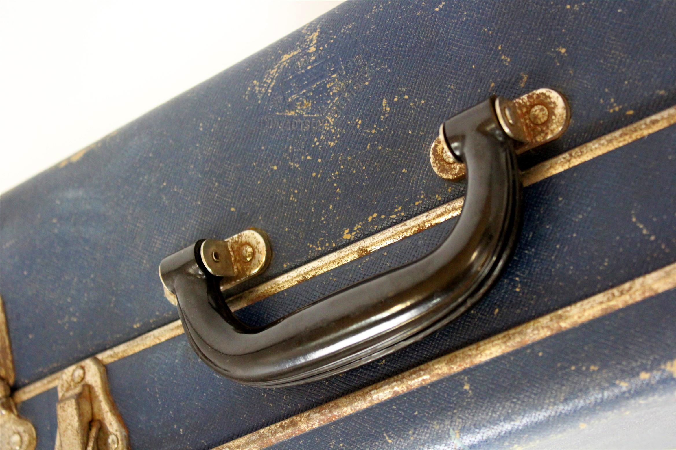 Vintage Suitcase with Original Luggage Labels, 1950s For Sale 1