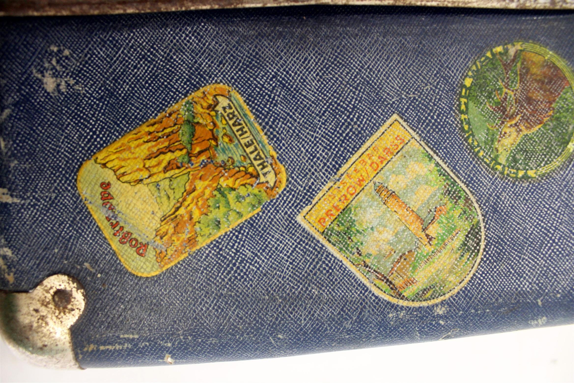 Vintage Suitcase with Original Luggage Labels, 1950s For Sale 3